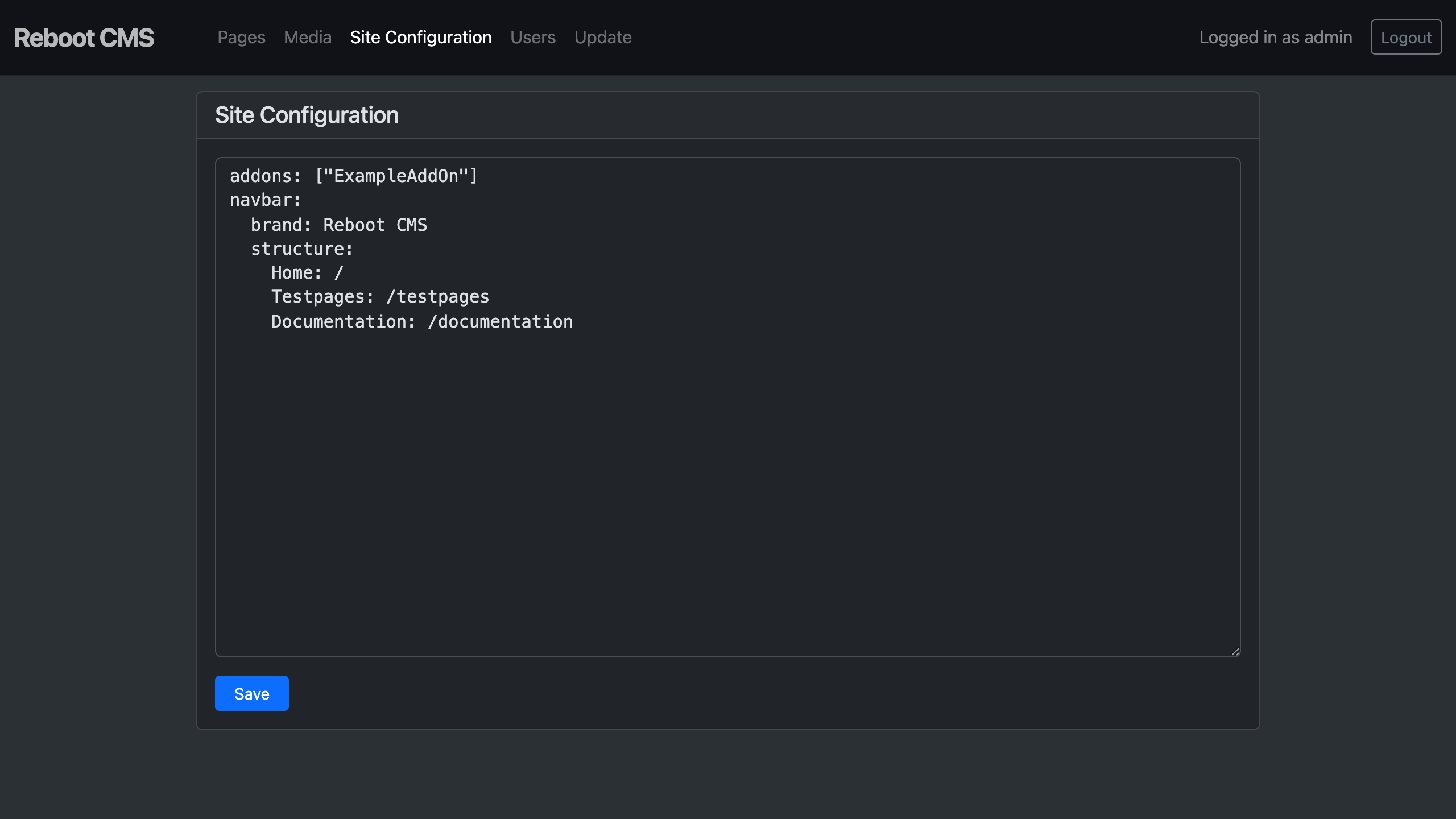 Site configuration